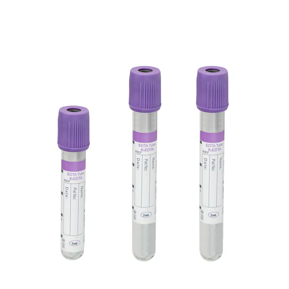 Hospital Disposable Medical Glass Pet Blood Test Purple EDTA Vacuum Blood Collection Tube