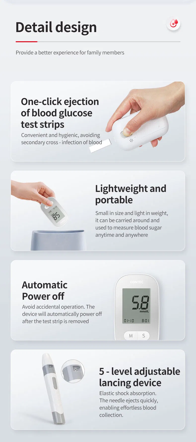 Digital Glucose Meter Monitor with 50 Test Papers