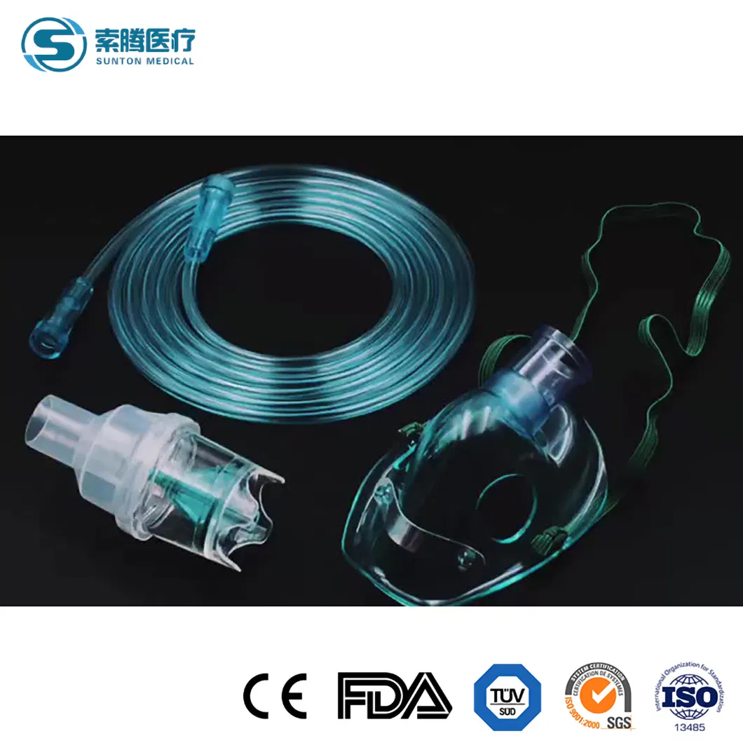 Adult/Pediatric/Infant Disposable PVC Venturi Oxygen Nebulizer Breathing Aerosol Face Mask with Elastic Strap Adjustable Nose Clip Kit Set with Tubing CE/ISO