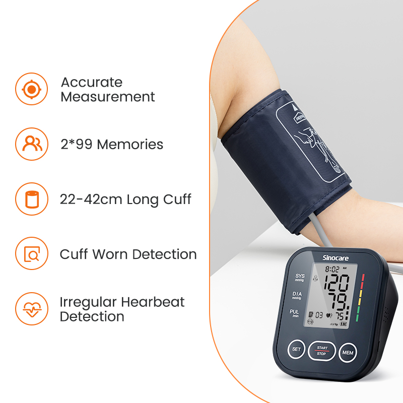Sinocare Smart Blood Pressure Monitor Upper Arm Type Digital Automatic Voice Broadcast Blood Pressure Monitor