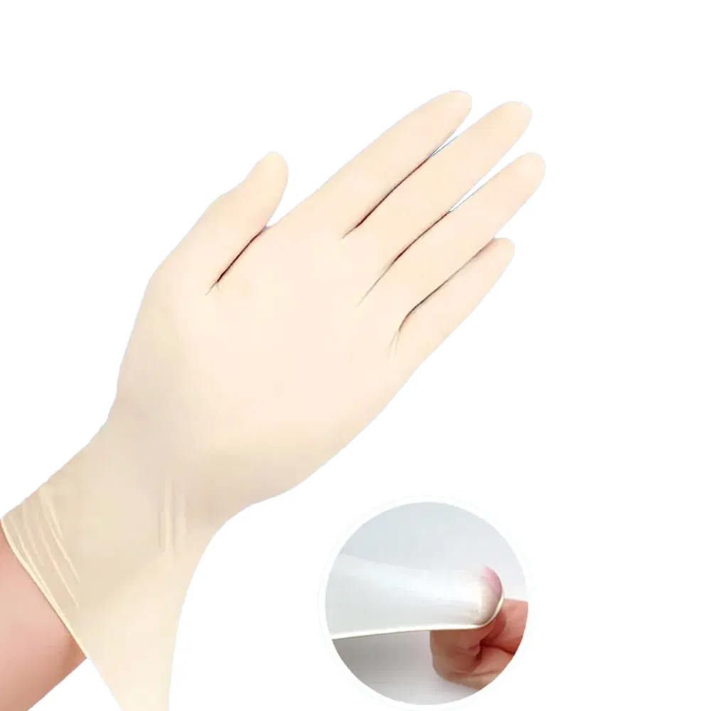 Premium Disposable White Medical Latex Gloves Powder Free - Available in Multiple Sizes (YQD1-1)