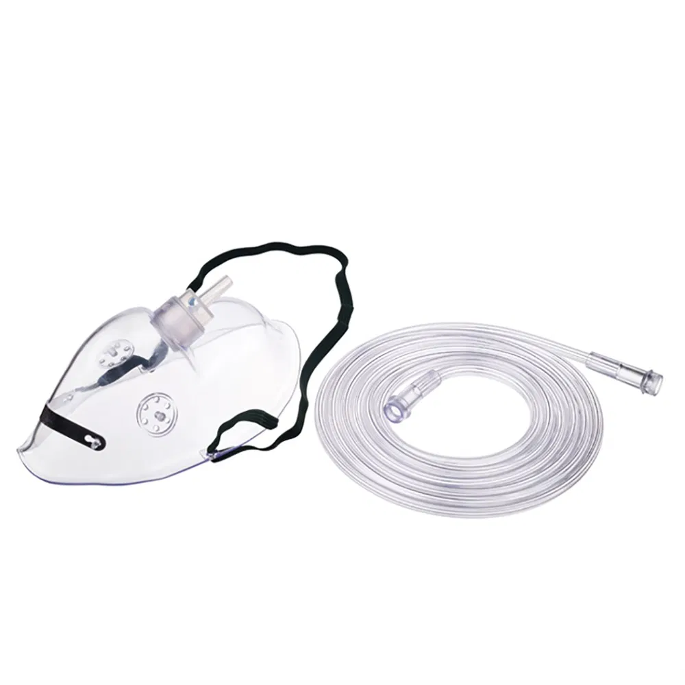 Transparent Oxygen Mask Adjustable Nose Clip PVC with Connecting Tube Size S/M/L/XL