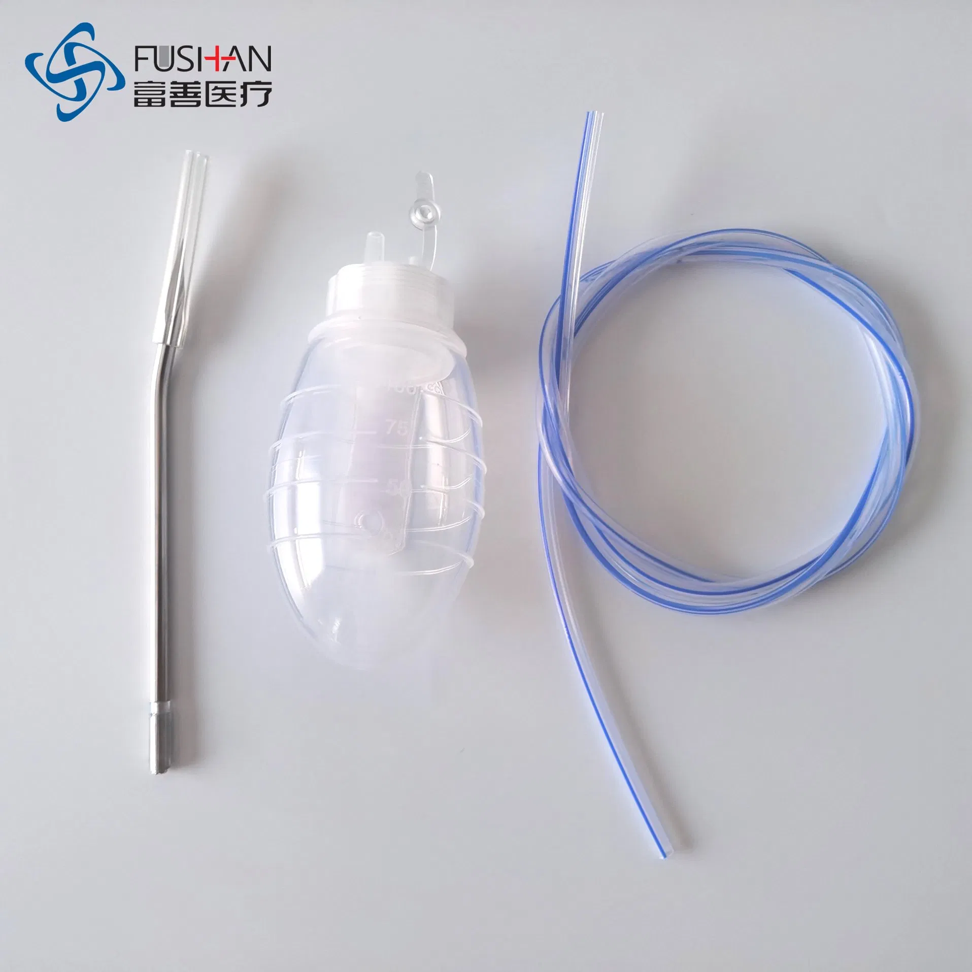 Fushan Medical Silicone Closed Wound Drainage Kit for Blood Fluid Child and Adult with Drain Tube CE ISO13485 100cc 200cc 400cc