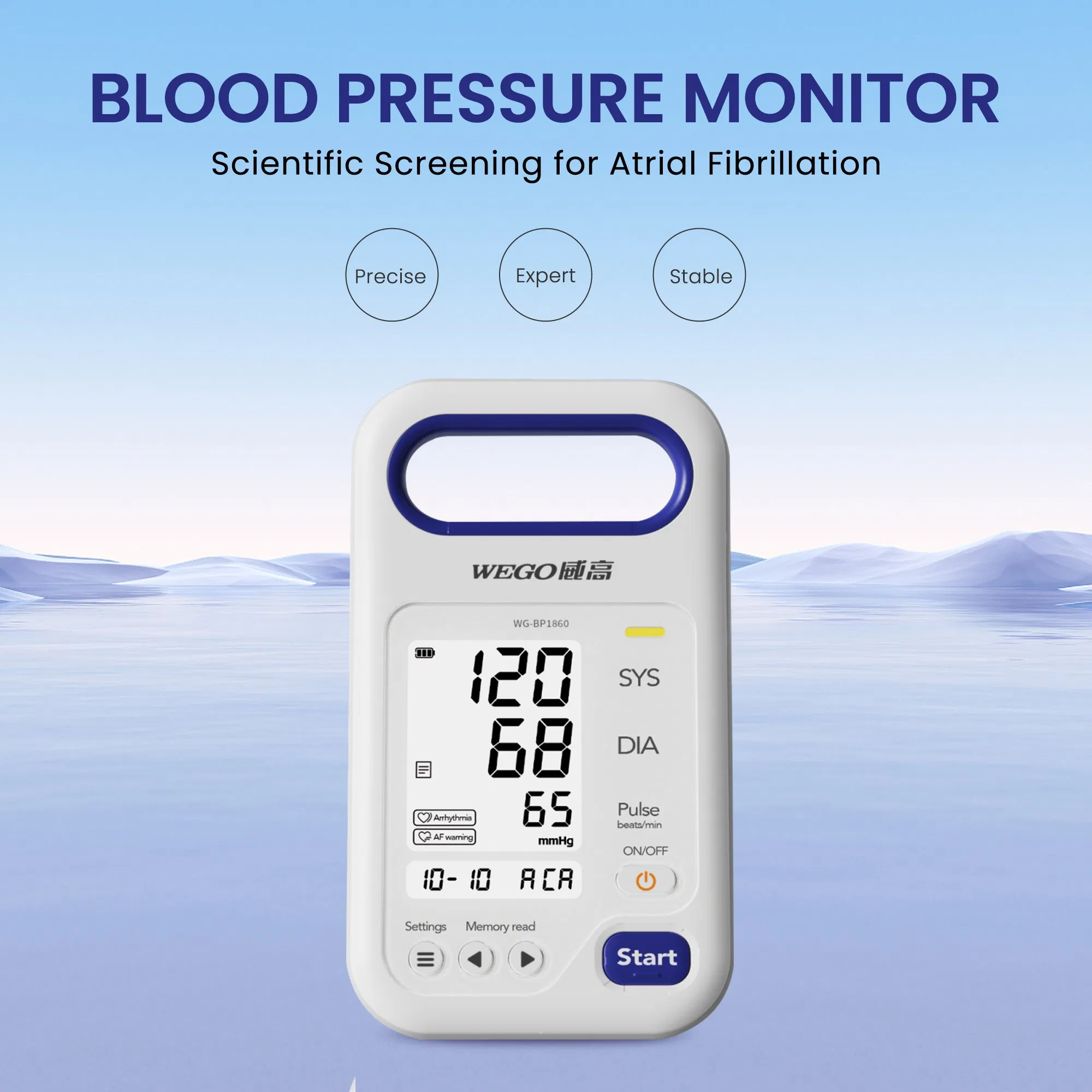 Wego Health Care Electric Plastic Material LCD Display Blood Pressure Monitor