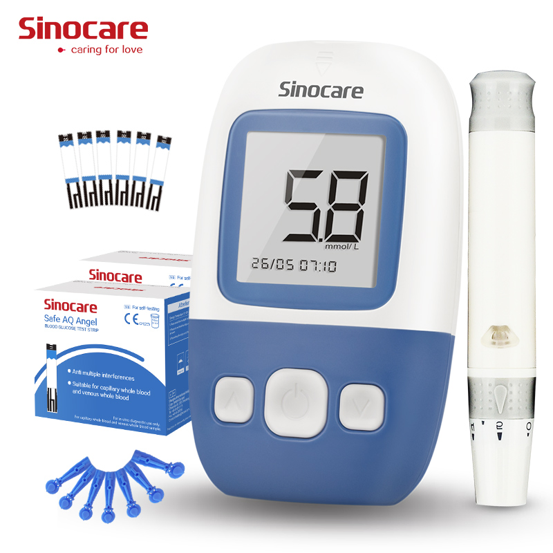 Sinocare Glucometer Blood Smart Sugar Monitor Glucose Meter Kit with Test Strips for Home