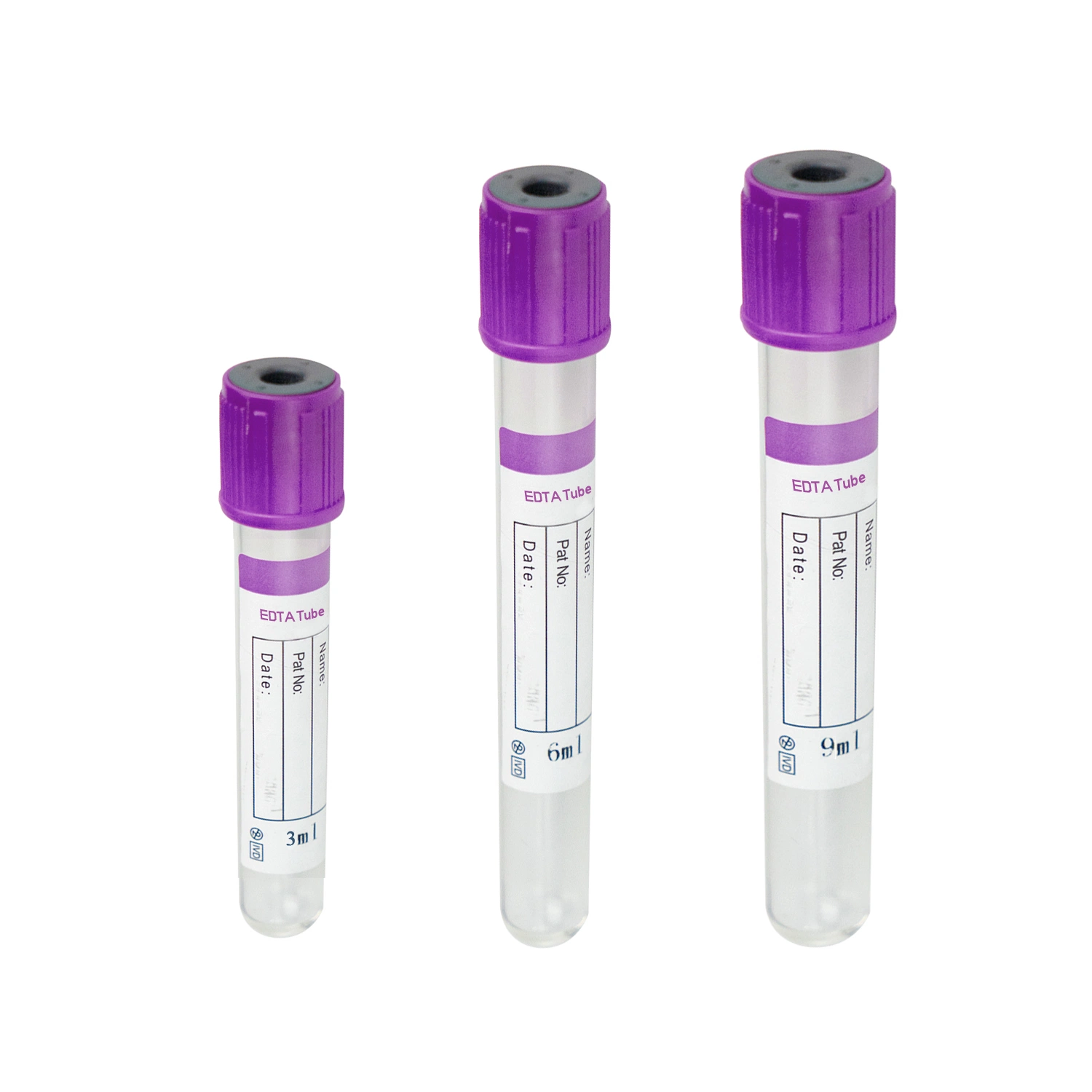 Hospital Disposable Medical Glass Pet Blood Test Purple EDTA Vacuum Blood Collection Tube