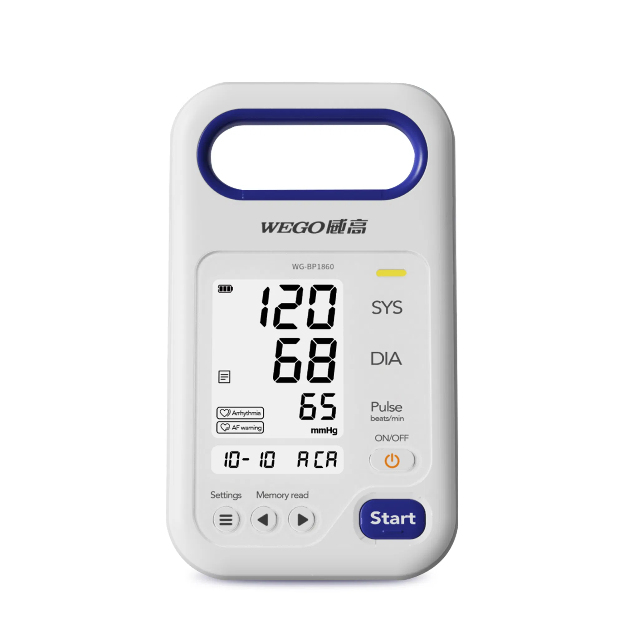 Wego Health Care Electric Plastic Material LCD Display Blood Pressure Monitor