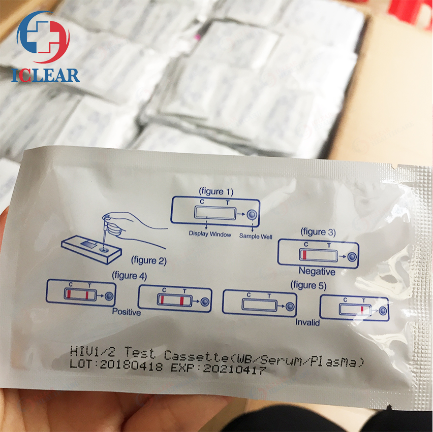 Home One Step Diagnostic Card HIV Test Strip Cassette Aids HIV 1+2 Rapid Test Kit