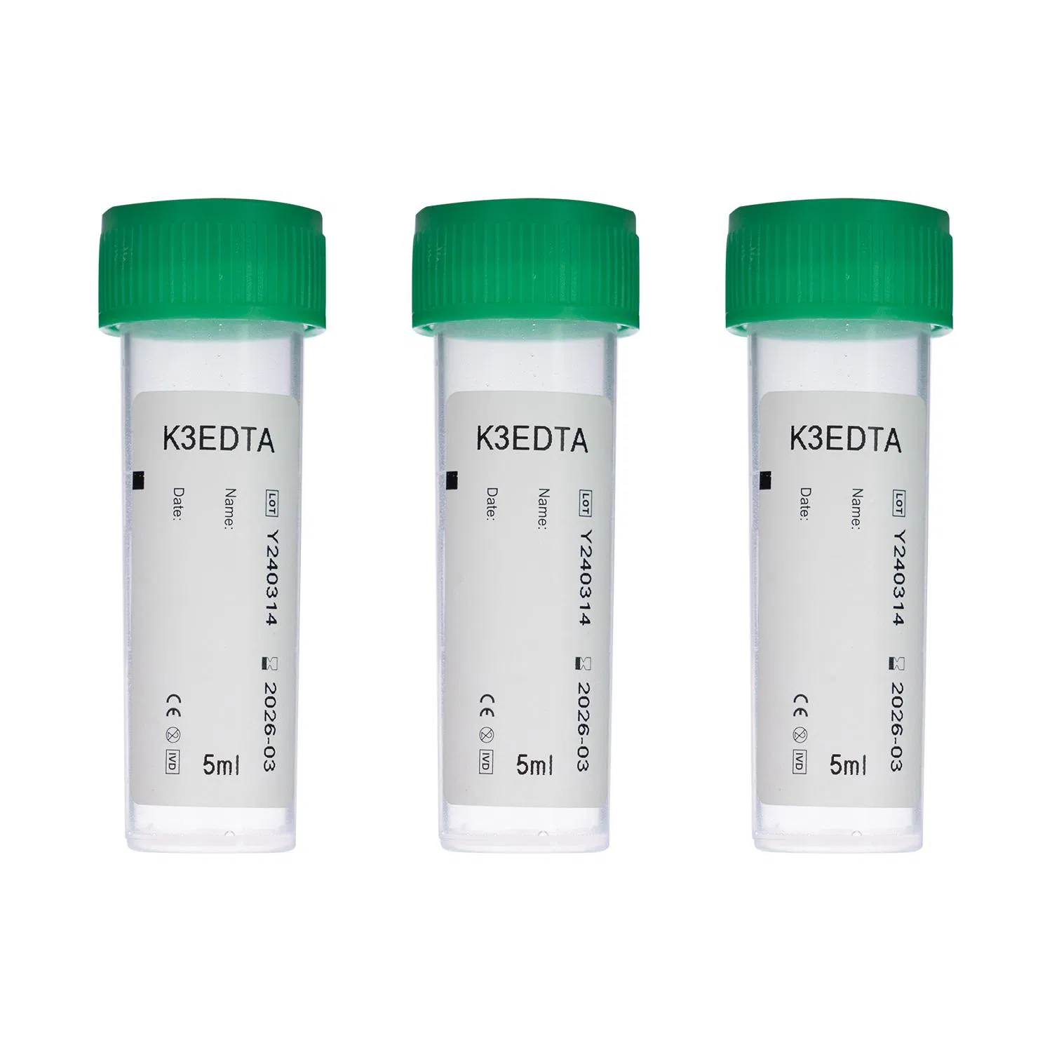 2.5ml 5ml Plain Clot Activator Heparin Glucose EDTA K3 Non Vacuum Blood Collection Tube with Screw Cap