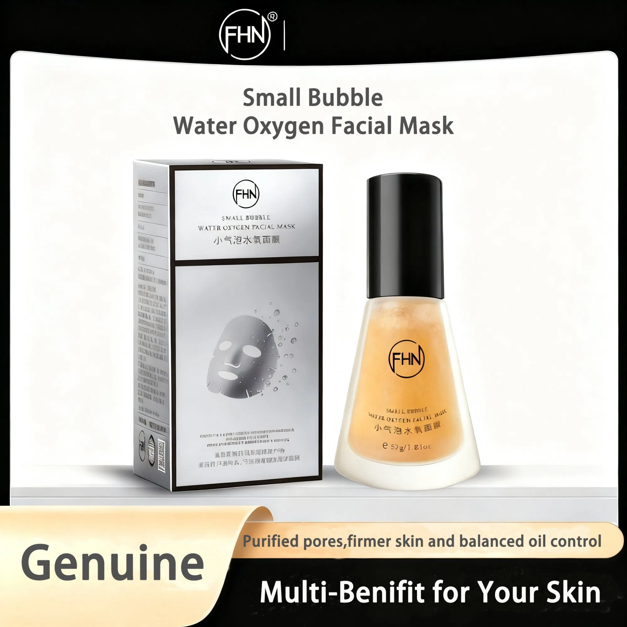 Private Label Natural Pore Shrinking Purifying Hydrating Face Cleansing Mask Carbonated Facial Oxygen Bubble Mask