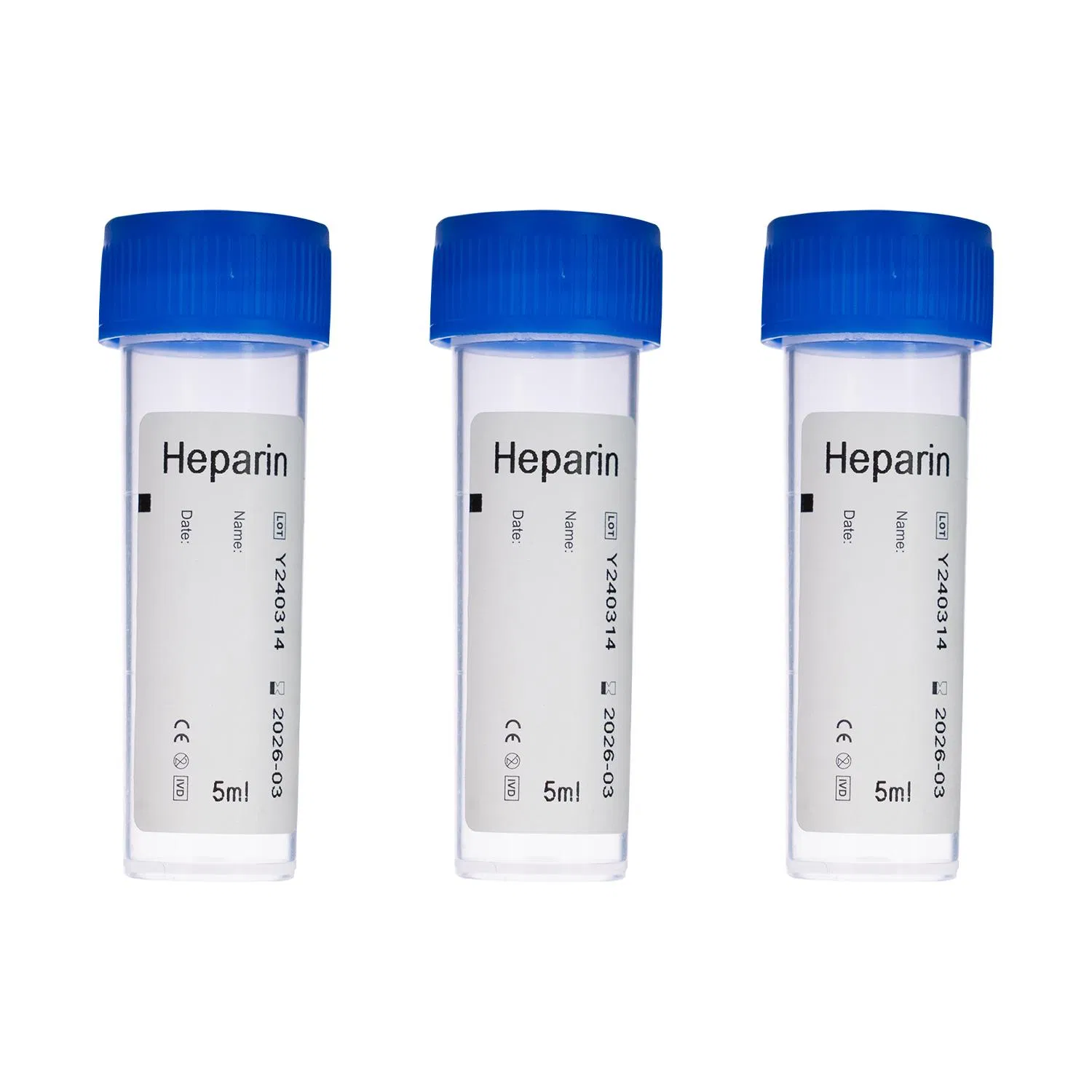 2.5ml 5ml Plain Clot Activator Heparin Glucose EDTA K3 Non Vacuum Blood Collection Tube with Screw Cap