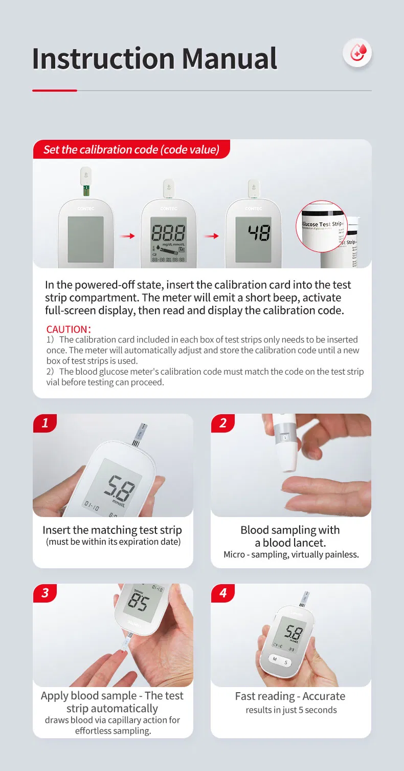 Digital Glucose Meter Monitor with 50 Test Papers