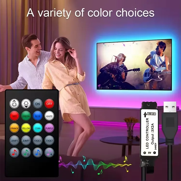 5V USB 3m 5m Luz LED de Quarto Fita Flexível Luces LED Fita para Decoração de Casa Quarto Quarto de TV Luz de Fita RGB 65 Polegada