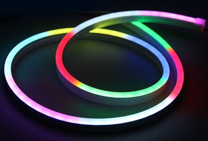 Ws2811 DC5V Fita de LED Neon com Padrão Reticulado Redondo IP67 50LEDs/M 360 Grau de Luz de Silicone Flexível Inteligente Rgbic