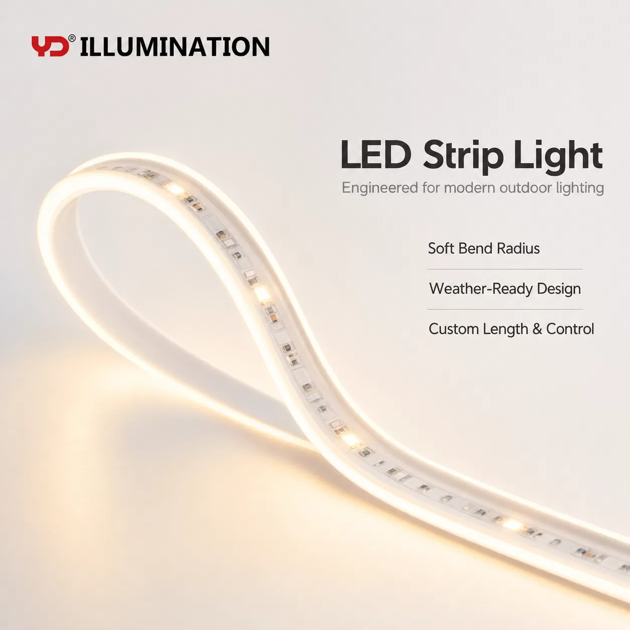 Fita LED Externa com Temperatura de Cor Ajustável IP68 para Iluminação Personalizada