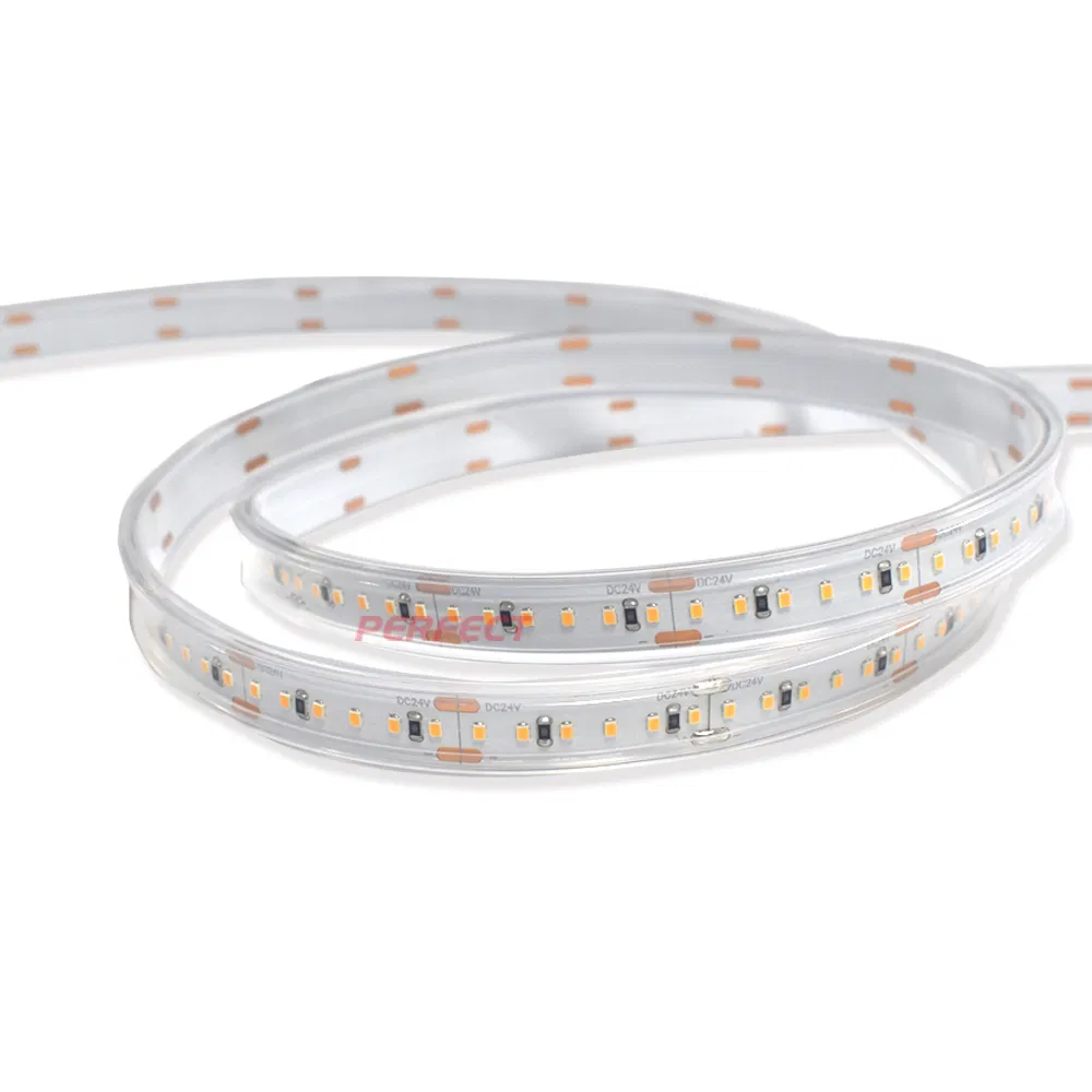 Fita de Luz LED Silicone à Prova d'Água Branca Quente IP67 IP65 com UL CE RoHS para Decoração Comercial SMD2216 180LED
