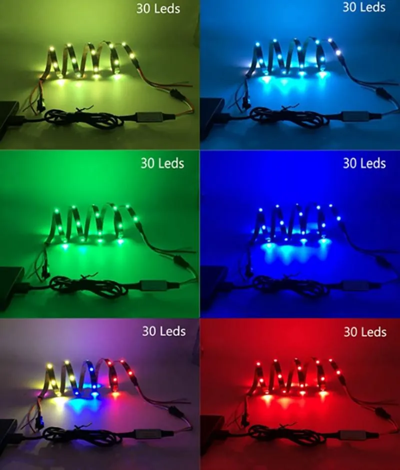 Kit de Fita LED RGB USB Personalizado DC5V por Atacado Ws2812b Fita de Pixel Endereçável com 14keys Controle Remoto para Lâmpada de Armário de TV