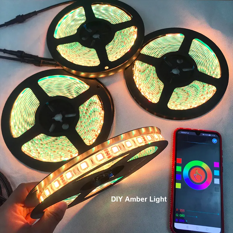 5050SMD Fita LED RGB Flexível Fita LED Neon Impermeável com Controlador APP Bluetooth para Carro/Luz de Subsolo Automotiva