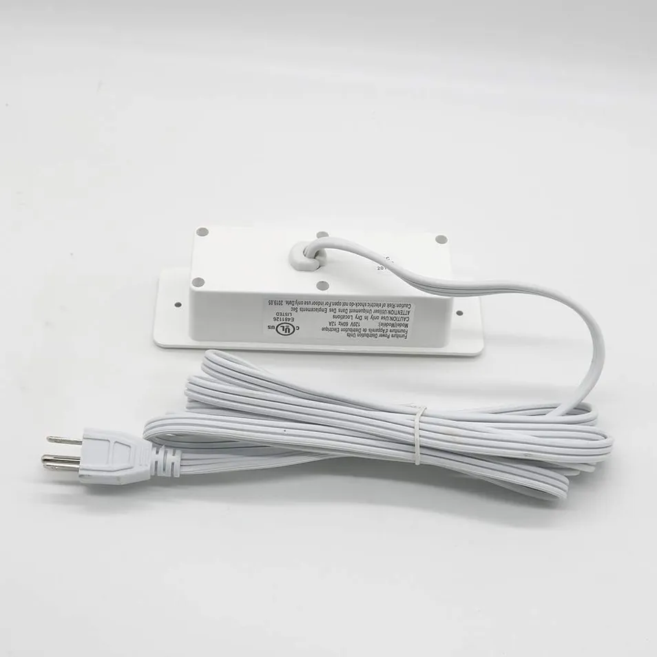 Fita de Energia Recessada Branca com 3 Tomadas AC Interruptor de Luz LED