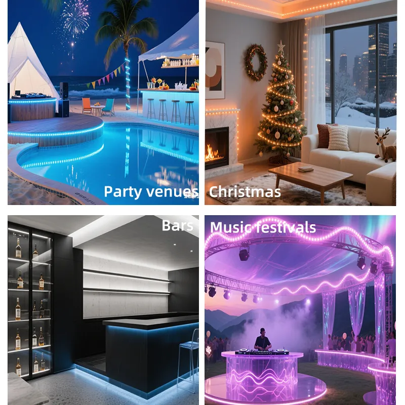 WS2811 Fita LED RGB RGBW Endereçável Inteligente 24V 12V 10mm Wifi App Sincronização de Música Luzes Dinâmicas Dimmable