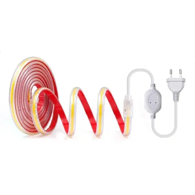 Fita de Luz COB LED de Alta Qualidade 220V Fita de Luz COB LED Flexível e Inteligente para Iluminação de Fundo de TV