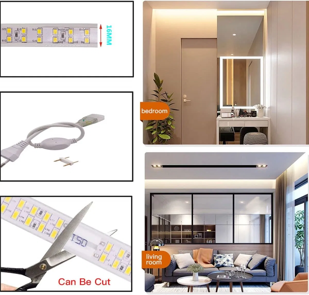 Fita de LED durável para uso residencial e comercial