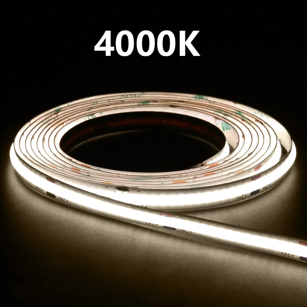 8mm Fita de Luz LED Flexível Adesiva Decorativa COB de Baixa Tensão