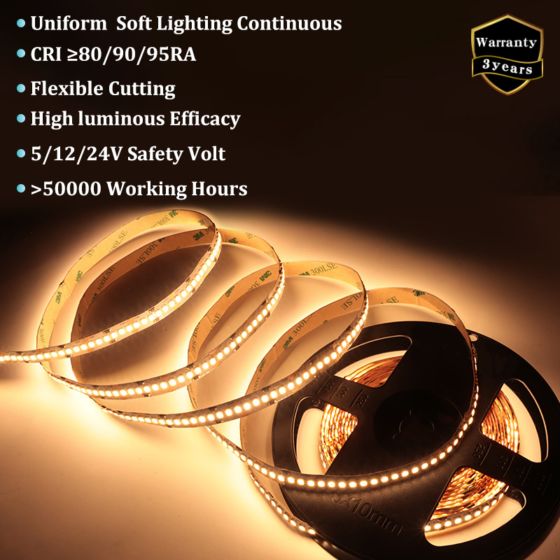 SMD2835 240LEDs/M Fita LED Flexível Dimerizável TUV CE RoHS Certificada para Iluminação de Armário, Luz de Fundo de TV, Iluminação de Paisagens