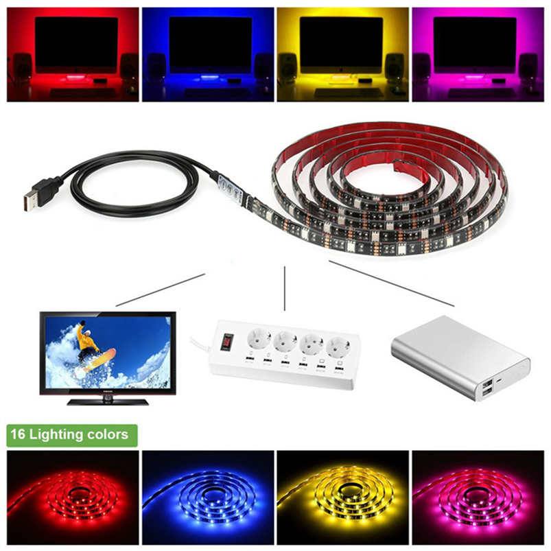 Fita de Luz LED Multicolorida com Retroiluminação, Alimentada por USB, Fita de Luz LED à Prova d'Água Dimerizável para HDTV