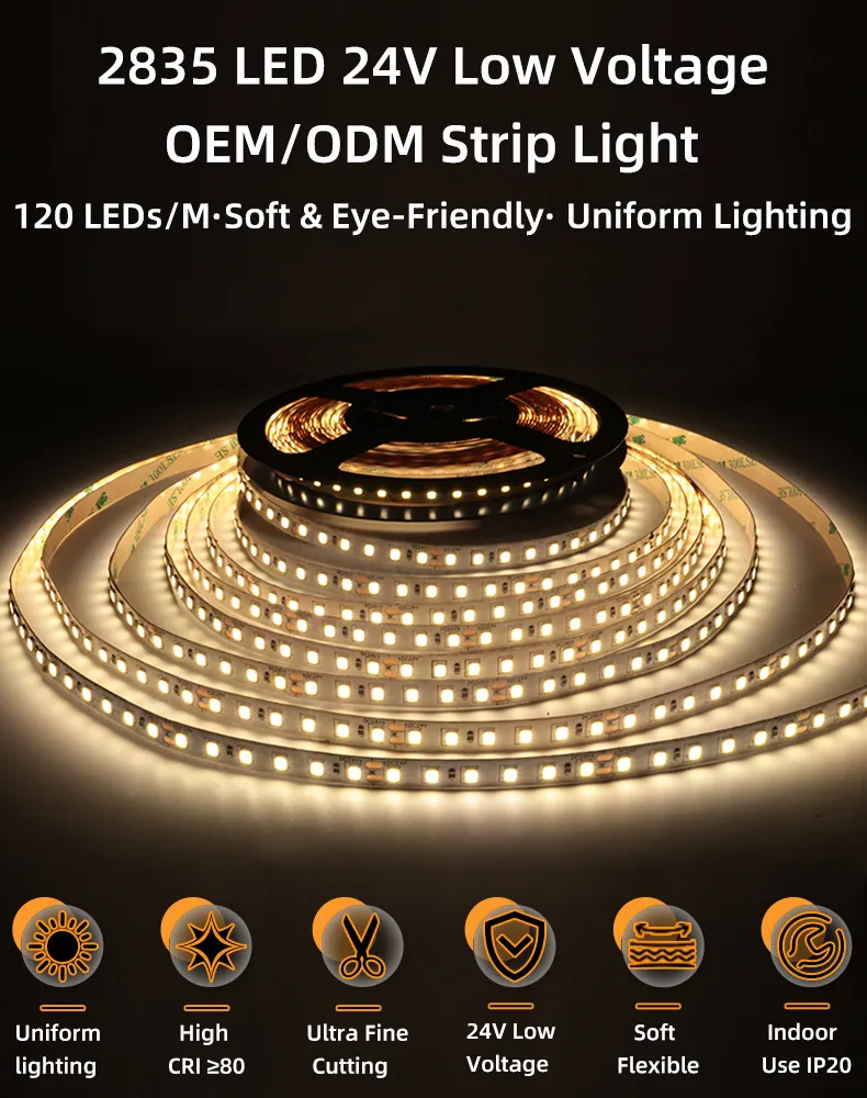 Fábrica 2835 Fita de Luz LED 120LED/m CRI 80 Interna para Luz de Fundo de TV
