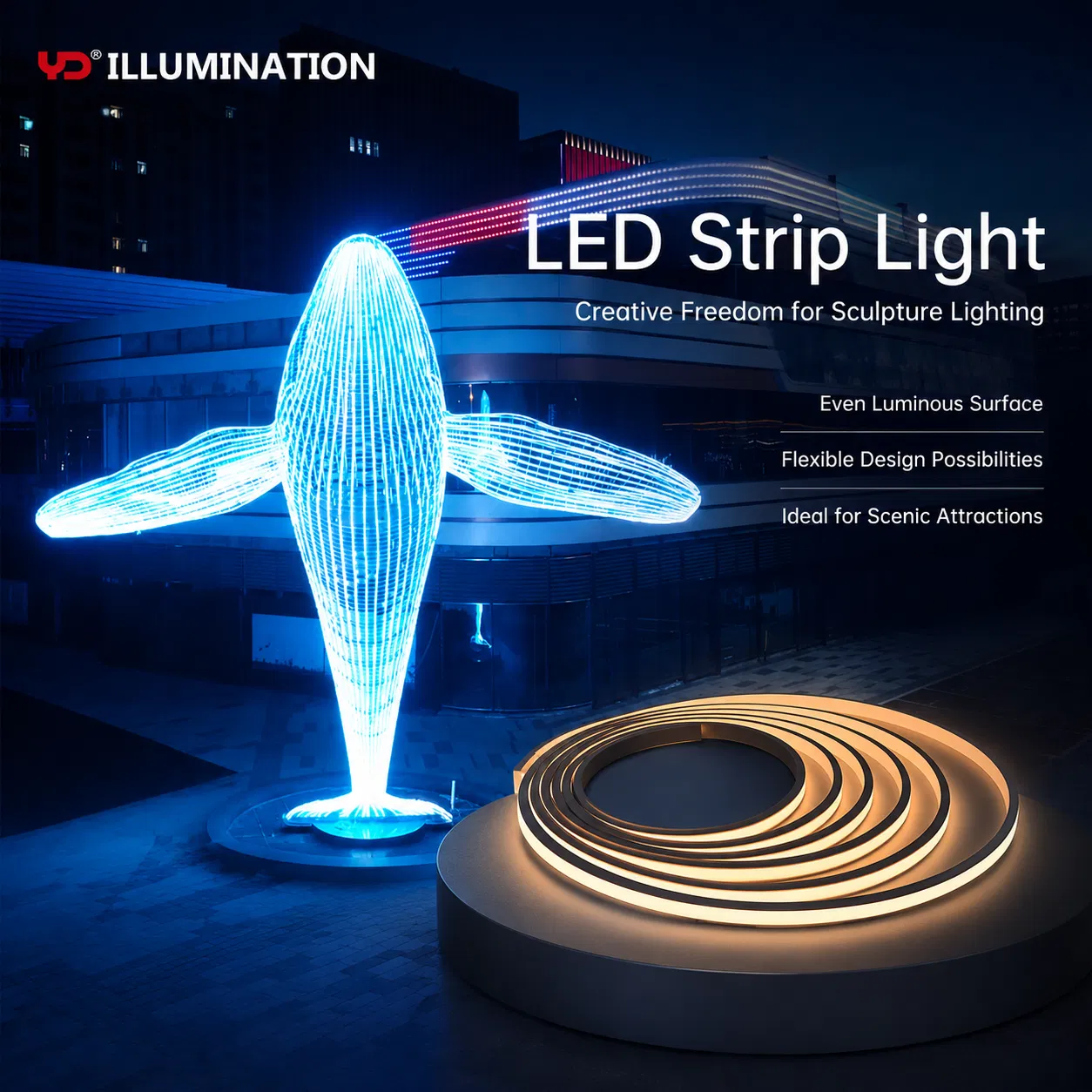 Fita de LED IP68 Durável: Perfeita para Arquitetura ao Ar Livre