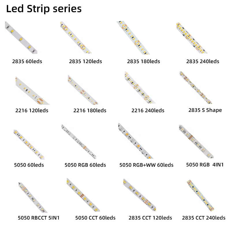 OEM e ODM 2835 Fita LED Flexível 12V/24V 120LEDs/m IP20 CRI80 para Armário, Luz de Fundo para TV Certificada CE RoHS FCC