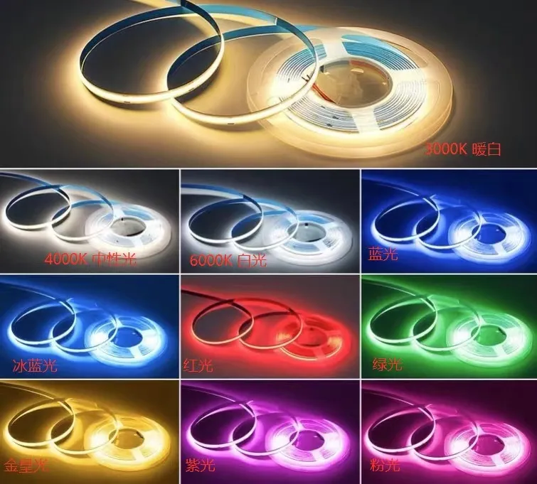 Efeito Neon Livre de DOT Interior Exterior 3000K 4000K 6000K 2.5cm Cortável DC12V DC24V Fita LED COB para Iluminação Linear ou Iluminação Decorativa