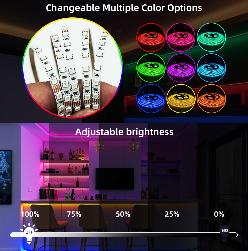 5050 Fita de LED Endereçável RGB RGBW 12V/24V Fita de LED Flexível com Mudança de Cor e Controle Remoto para Decoração de Festa em Casa OEM ODM