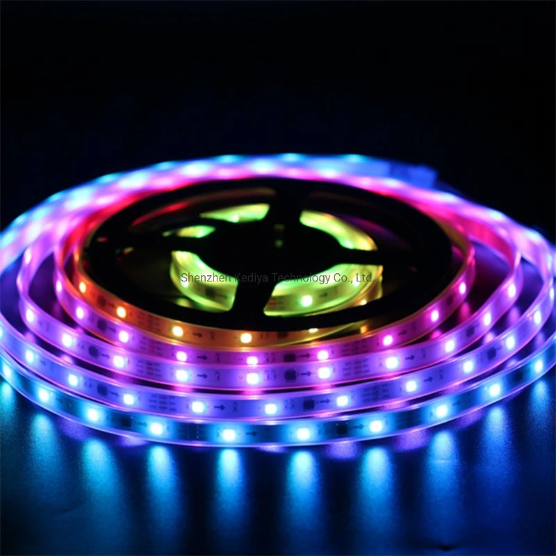 12V Ws2811 Fita LED Endereçável RGB 30LEDs/M Fita LED Pixel Programável Spi para Sinalização e Iluminação de Palco