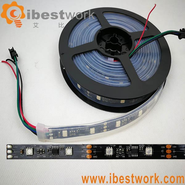 24V 12V SMD 5050 Fita LED Flexível RGB Endereçável DMX512 60LED/M IP68 Controle DMX Inteligente 10m/Roll 5m/Roll