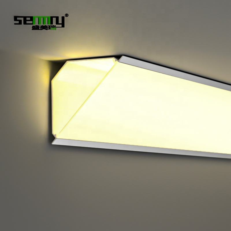 Perfil de Alumínio LED Luminosa para Extrusões de Canais de Teto, Perfil de Canto para Iluminação de Faixa LED em Cove