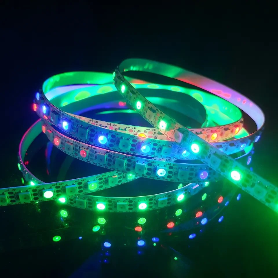 Fita LED 5050 RGB/Cores de Fantasia, Encapsulada à Prova d'Água, Kit de Controle Remoto WiFi, Mudança de Cor Inteligente, 12V-24V Fita de Luz Flexível para Decoração