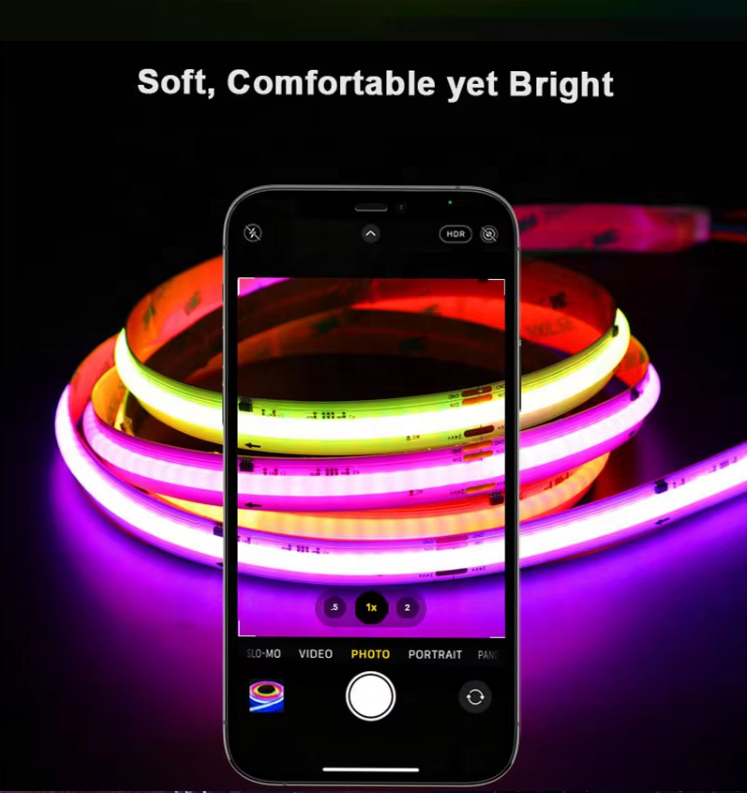 Fita de Luz LED COB Dotless de Alta Densidade Rgbic 432 Flexível 12V
