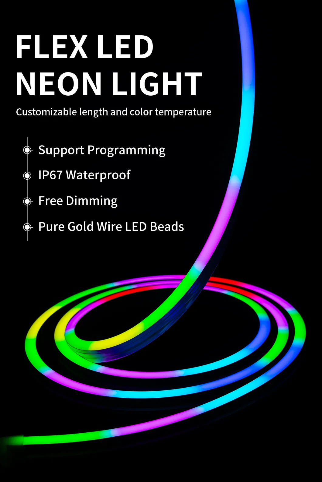 Fita de LED RGB de silicone macio feita sob medida para iluminação comercial