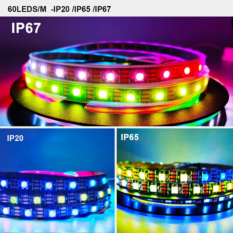 Kit de Fita LED RGB USB Personalizado DC5V por Atacado Ws2812b Fita de Pixel Endereçável com 14keys Controle Remoto para Lâmpada de Armário de TV