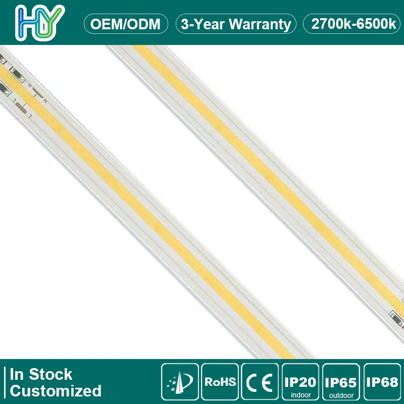 Fita de LED COB Flexível Feita em Fábrica 5V 12V 24V Luz Branca Quente Iluminação de Fundo para TV Inteligente Fita LED COB