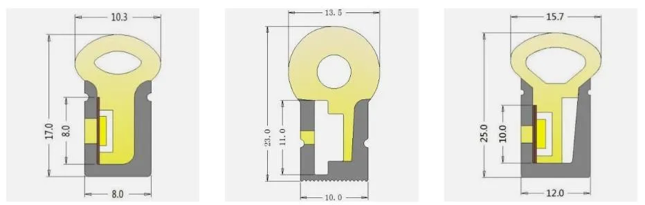 Luzes LED Neon Strip LED de curvatura lateral contorno