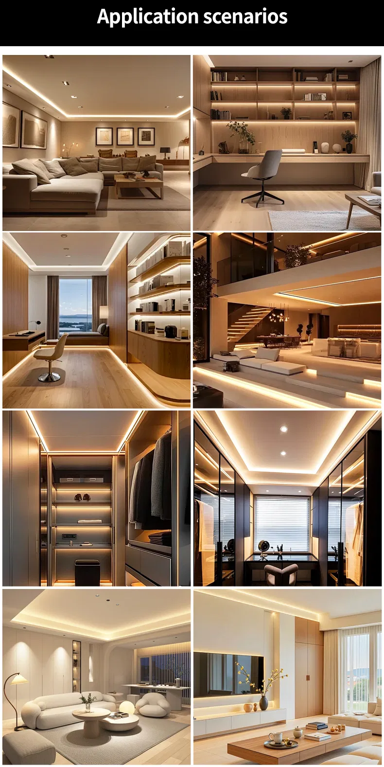 Iluminação de Faixa LED Atacado CRI90 18W/m IP20 IP65 IP67 Fita Flexível Opcional para Decoração de Armários em Casa