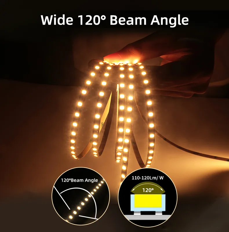 Iluminação de Faixa LED Atacado CRI90 18W/m IP20 IP65 IP67 Fita Flexível Opcional para Decoração de Armários em Casa
