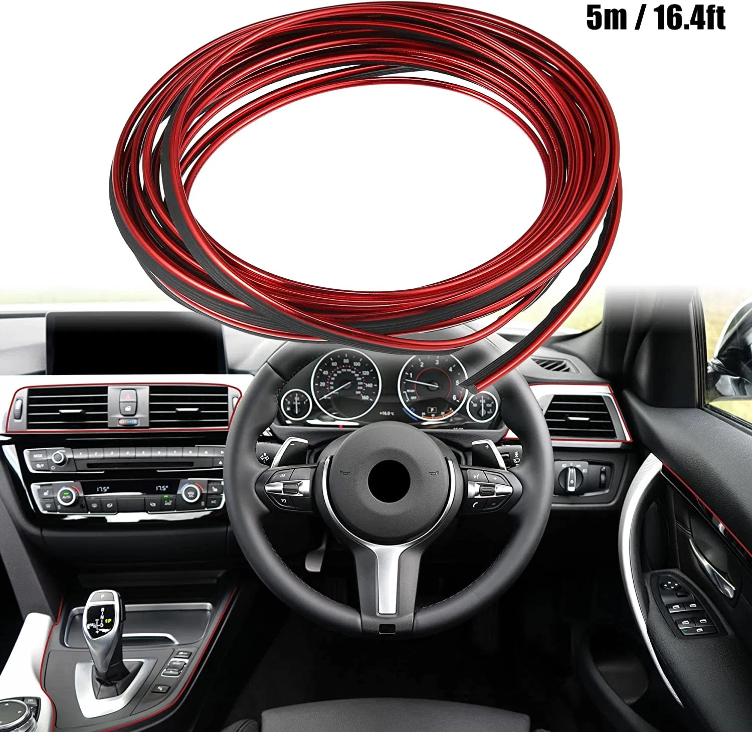 Iluminação Interior de Carro Fita LED Flexível Luz Neon Decorativa para Automóvel