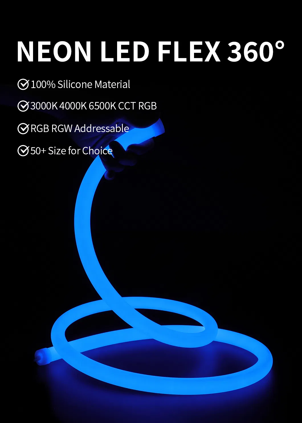 IP67 DC24V Tubo LED RGB 360 Fita de Neon Flexível com Controle Remoto Fitas de Neon LED Digitais Endereçáveis