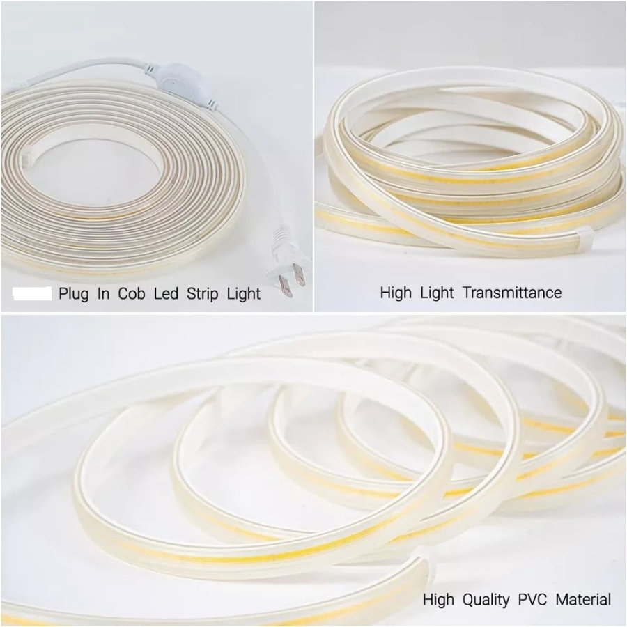 Fabricante de Fita de Luz COB LED 220V 50m Luz Quente Flexível para Iluminação de Jardim Externa IP65 Fita COB à Prova d'Água com Modelo Transparente