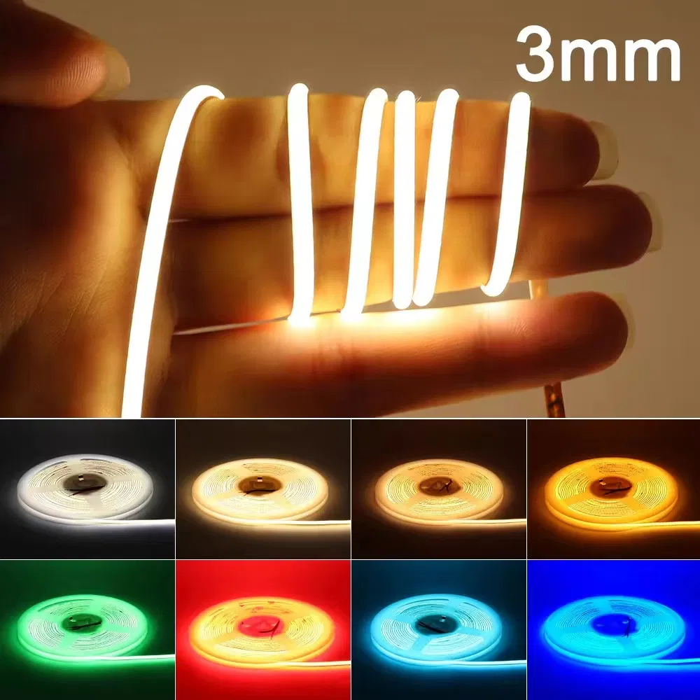 Efeito Neon Livre de DOT Interior Exterior 3000K 4000K 6000K 2.5cm Cortável DC12V DC24V Fita LED COB para Iluminação Linear ou Iluminação Decorativa
