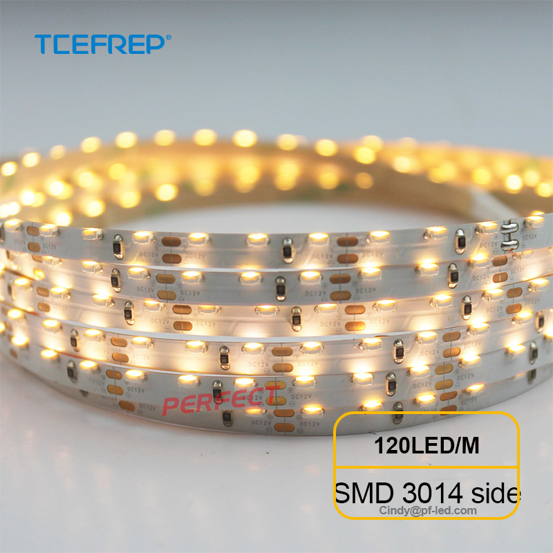 Fita LED de Emissão Lateral de Alta Densidade SMD3014 8mm, 120 LED/M, 12V, 5m